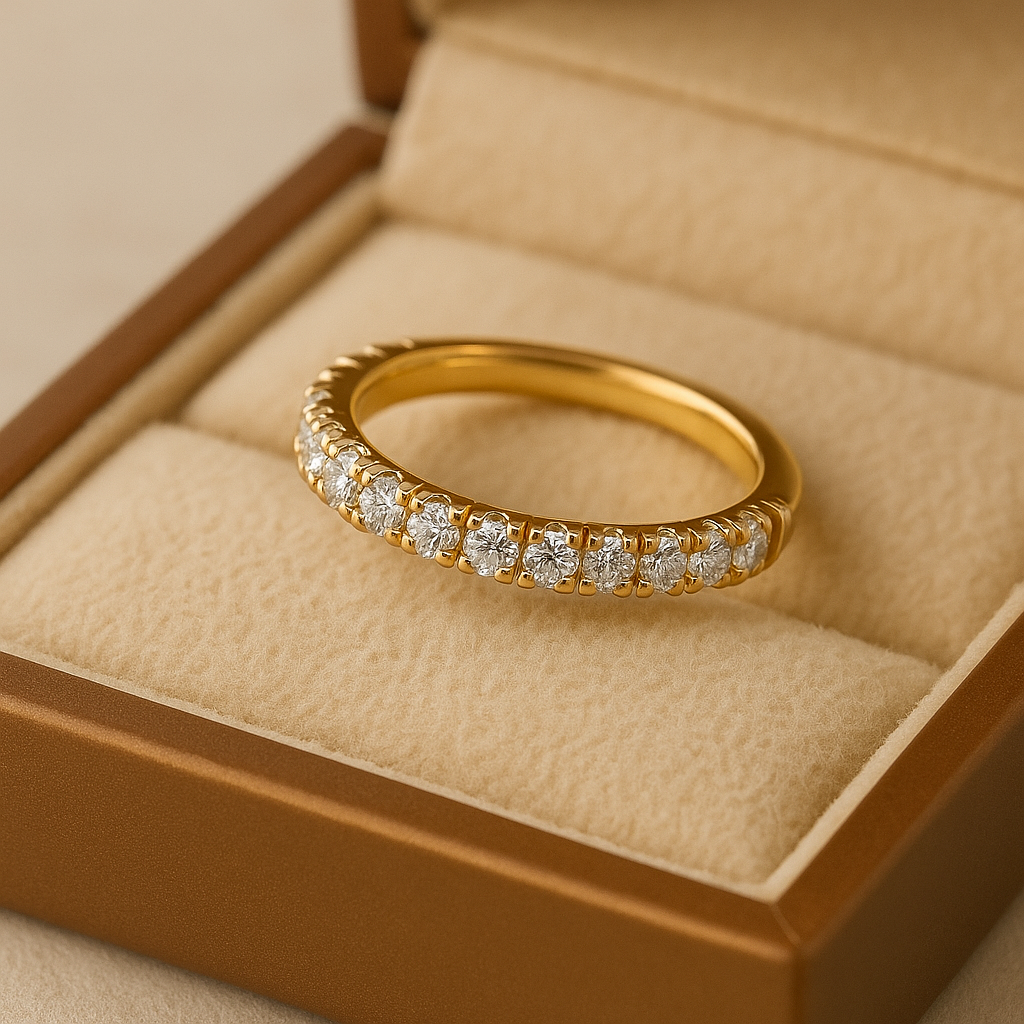 Anillo Italiano de Moissanita Dorada