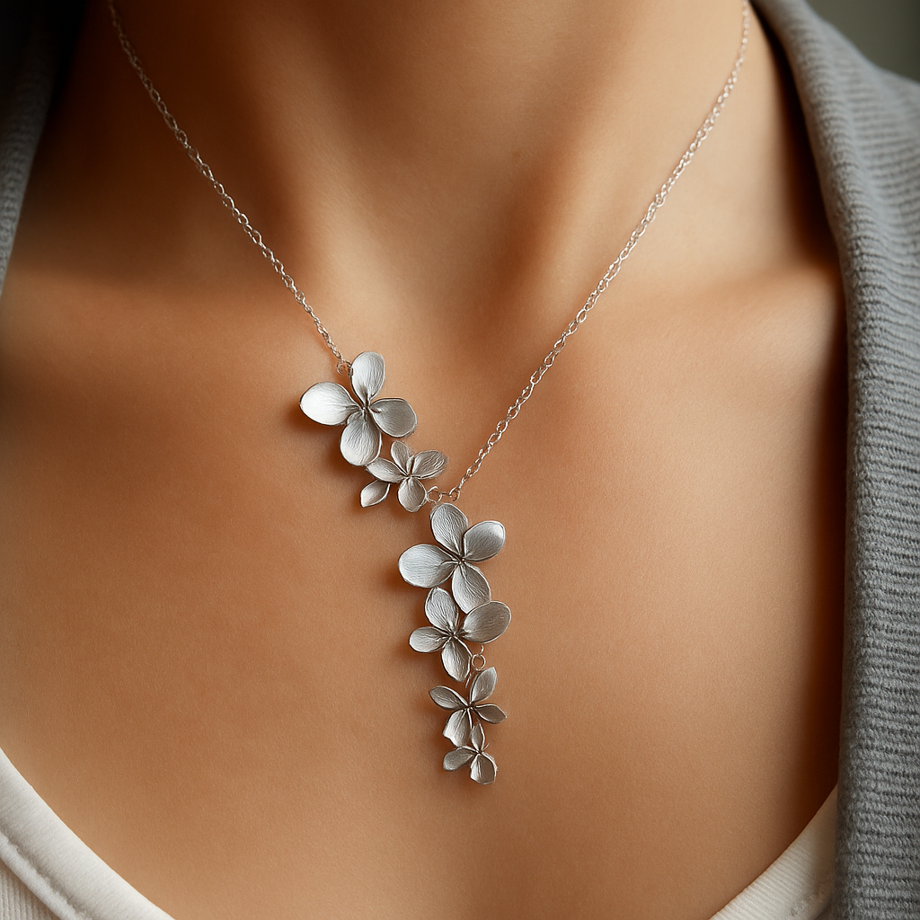 Collar Plateado Flores Españolas