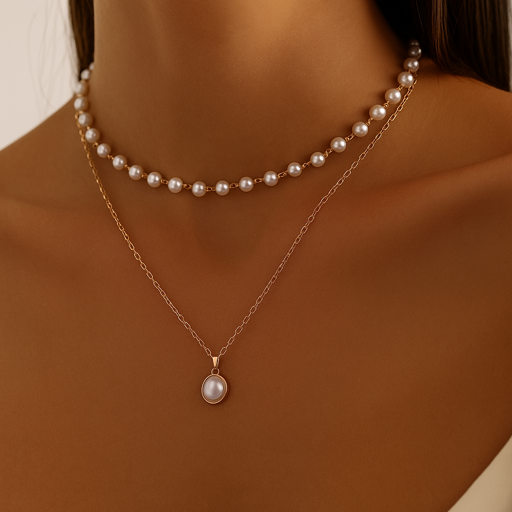 Collar de Perlas Dorado