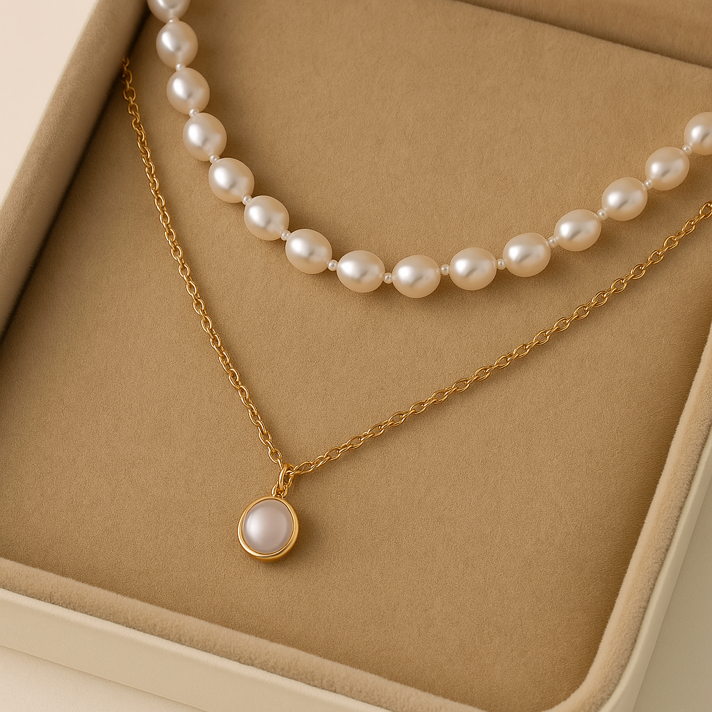 Collar de Perlas Dorado