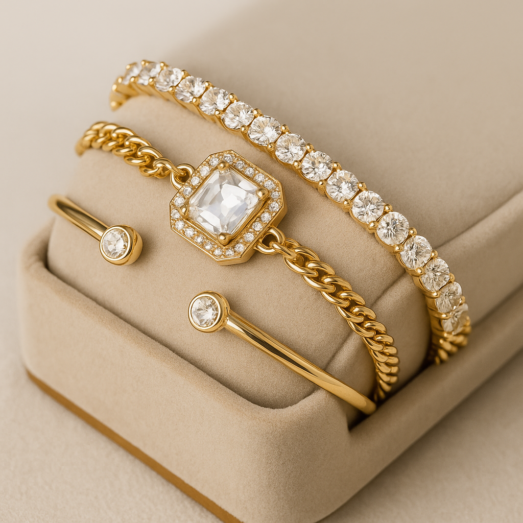 Pulseras Doradas Moissanita