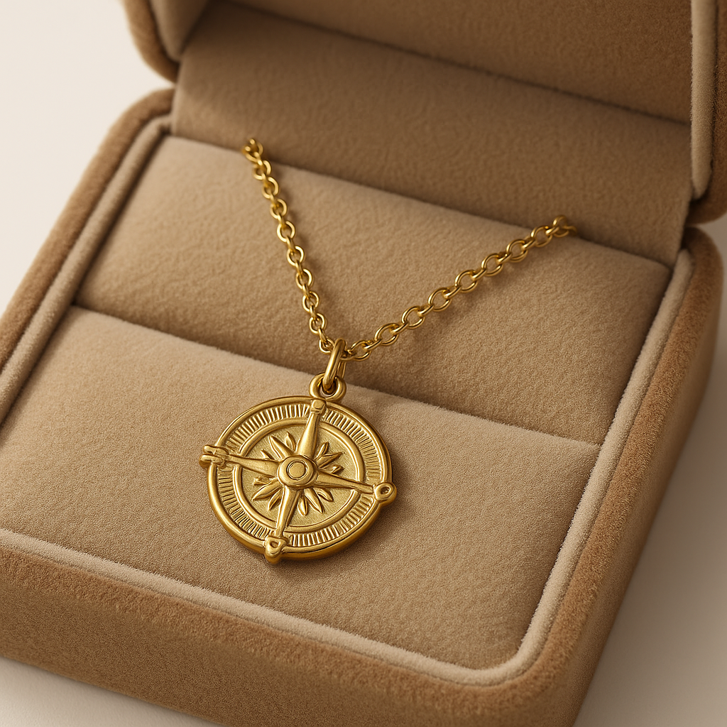 Collar de Brújula Dorado