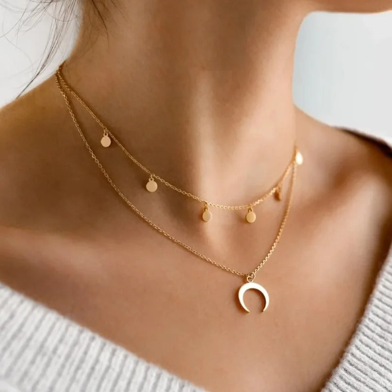 Collar Doble Eclipse Dorado