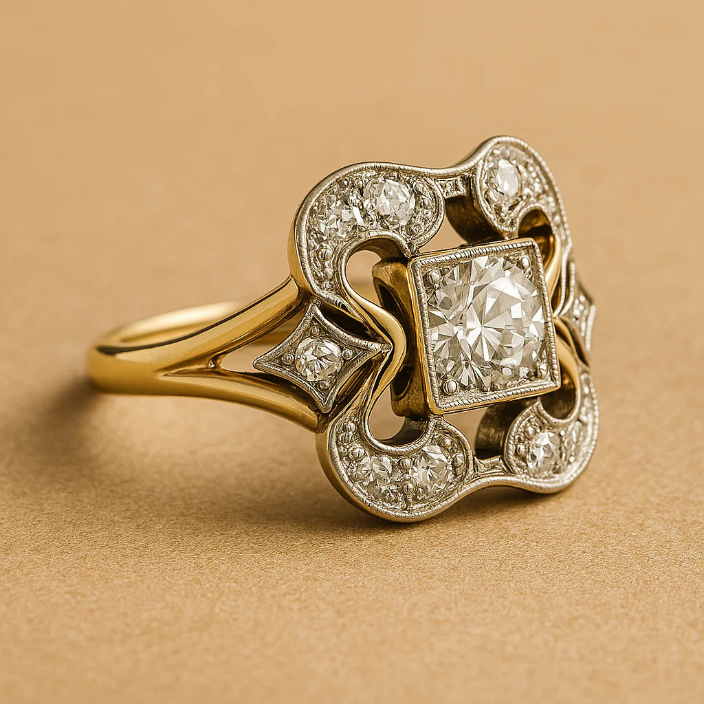 Anillo Corona Art Déco