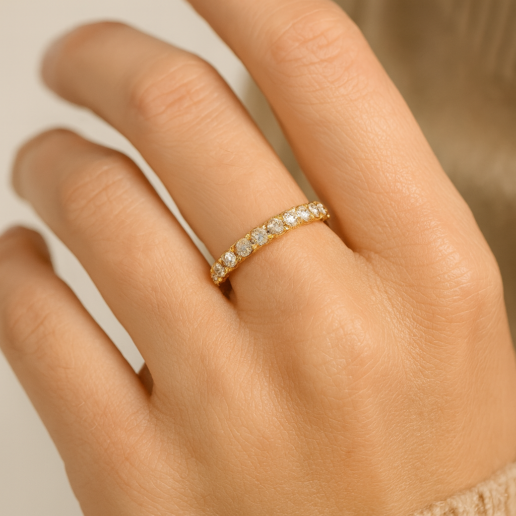 Anillo Italiano de Moissanita Dorada