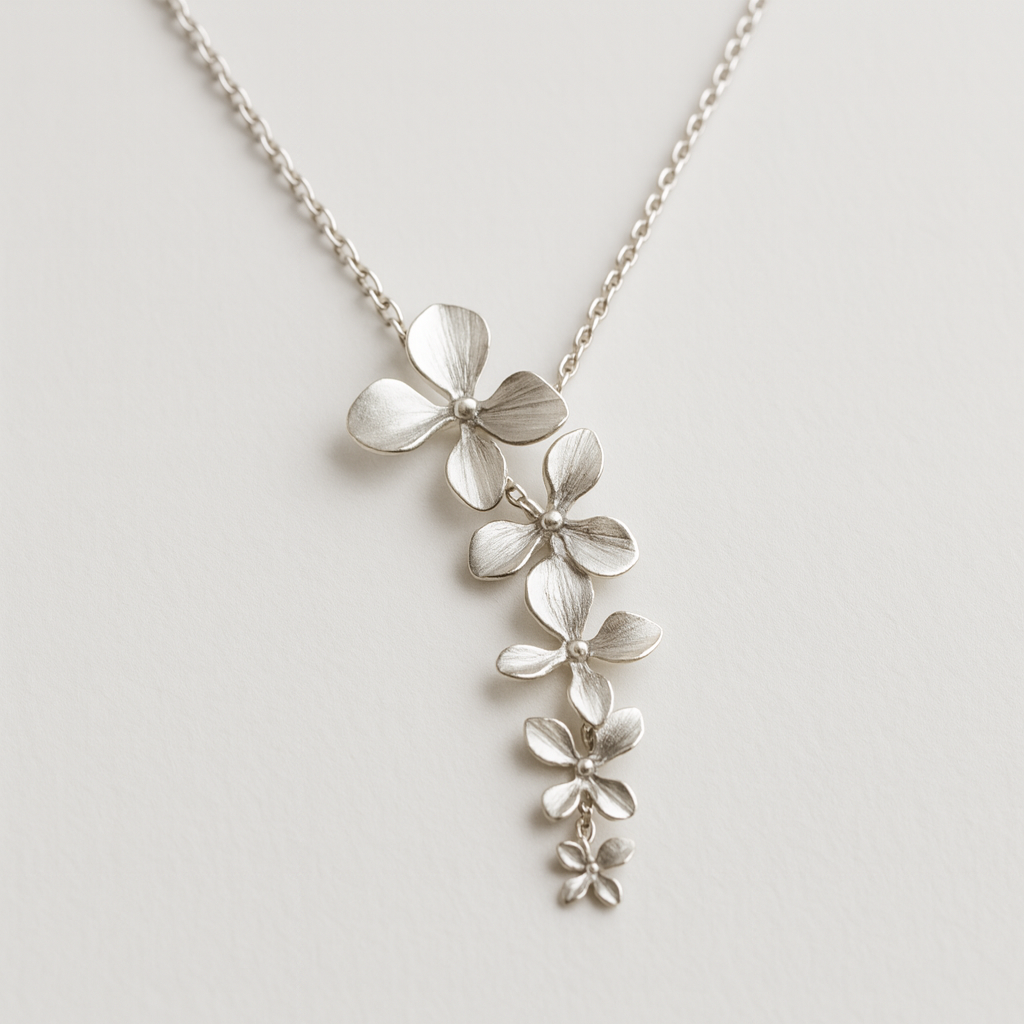 Collar Plateado Flores Españolas