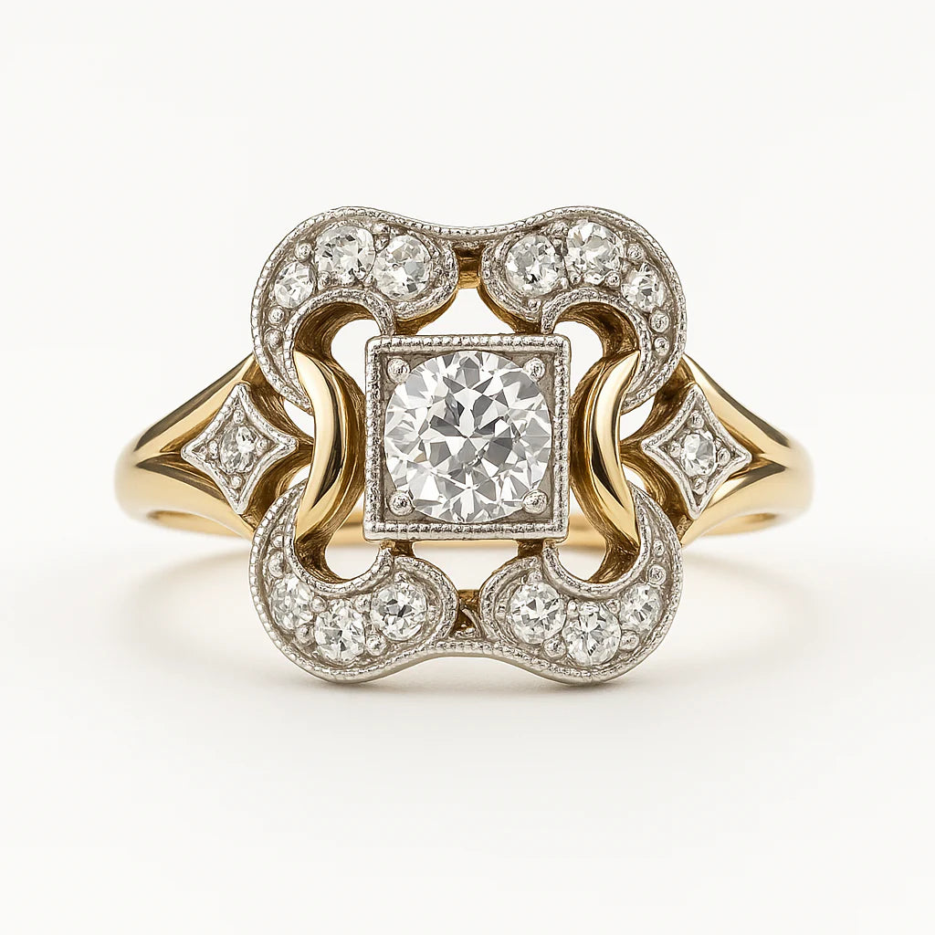 Anillo Corona Art Déco