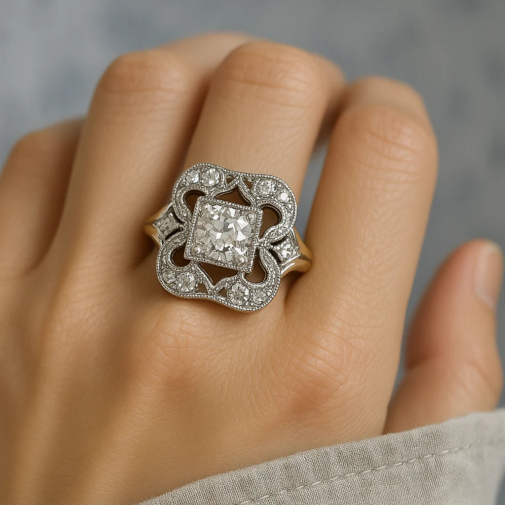 Anillo Corona Art Déco